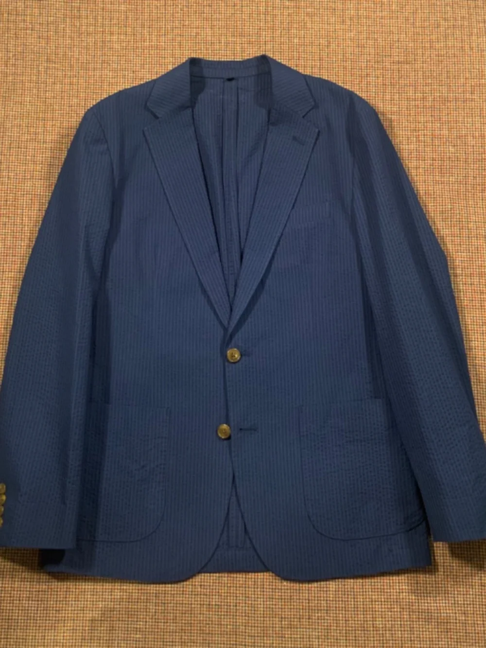 NEW $398 J.Crew Thompson Navy Seersucker Blazer Sz 38R Unlined Sport Coat Ludlow